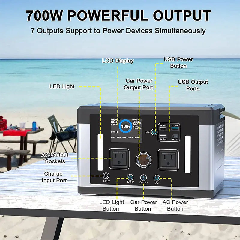 Pojifi 700W Portable Power Station 156000mAh 577Wh Solar Generator Battery Backup Supply for Home Outdoor Camping Pojifi
